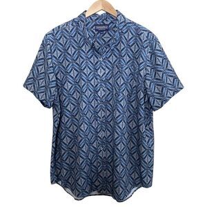Panhandle Mens Size XXL Performance Button Up Shirt Short Sleeve Blue Multicolor